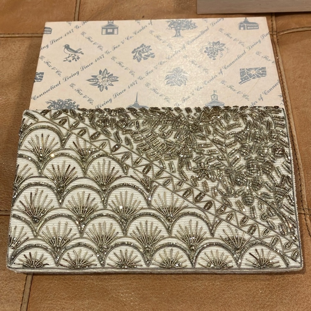1950s Vintage Evening Clutch with Gold and Silver Embroidery